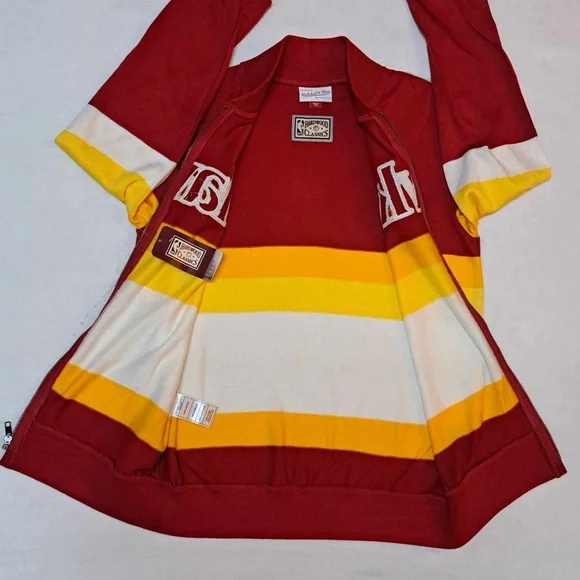 Atlanta Hawks x Mitchell & Ness NBA Front Stripe Full Zipper Sweater - SZ SMALL